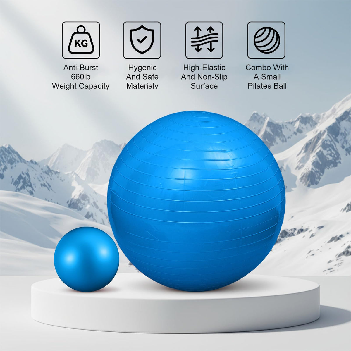 Kifmurase 2PCS Yoga Ball, 25Inch Thicked Anti-Burst Exercise Balls for Workout Stretching Stability, Non-Slip Balance Ball Equipment for Women Pilates Physical Therapy Pregnancy Labor Birthing Fitness