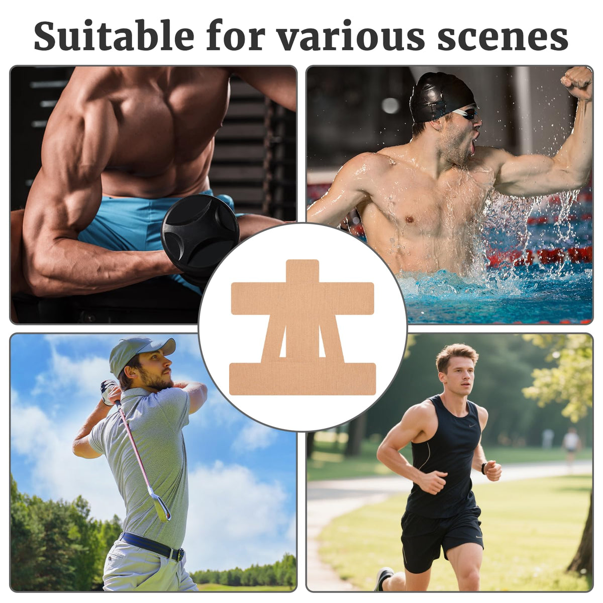 15 Pcs Precut Kinesiology Tape for Shoulder，Shoulder Tape for Shoulder Pain Relief Pre Cut，Waterproof, Breathable, Hypoallergenic Athletic Tape for Support and Protection(Rice-White)