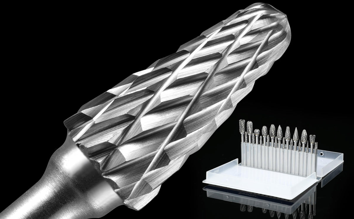 20 Pcs Carbide Burr Bits 1/8" Shank Compatible with Dremel Milwaukee Metal Grinding Wood Stone Steel Carving Cutting Engraving Grinder Kit Attachment Rotary Tool Accessories Set Harder Than Diamond