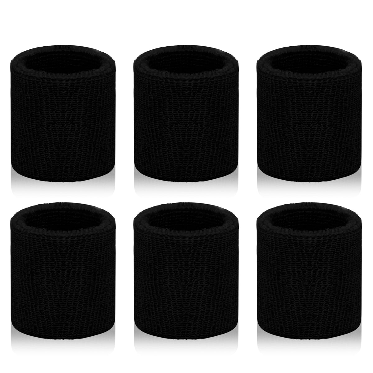 toresper 6 Pack Sweatbands Sports Wristband for Men & Women, Breathable Wrist Band Absorbent Sweat Band for Tennis, Basketball, Running, Gym, Working Out (Black)