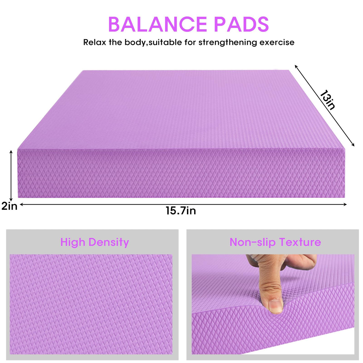 MBKHFLL Exercise Balance Pad，Balance Foam Mat for Physical Therapy Equipment & Strength Stability Training, Slip Resistant Foam Mat for Yoga, Pilates, Meditation，Gardening knee pads (Purple)