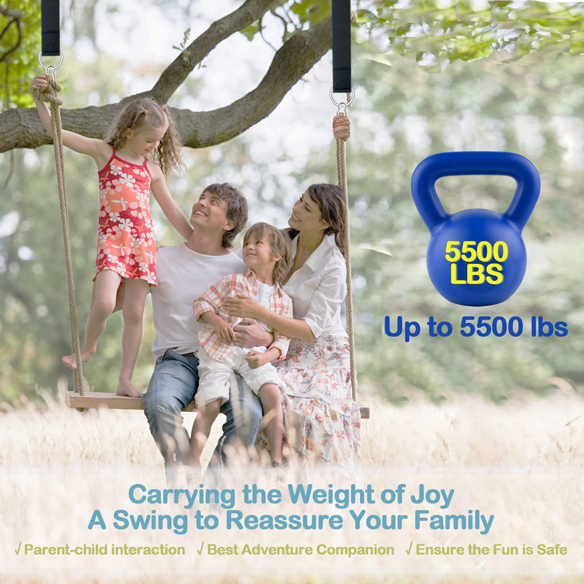 igolfluck Tree Swing Straps Hanging Kit 4FT/8FT/15FT/20FT/25FT, Extra Long Tree Swing Straps Holds 5500 lbs with Lock Carabiners & Tree Protectors, Safer for All Swing & Hammock (20FT)
