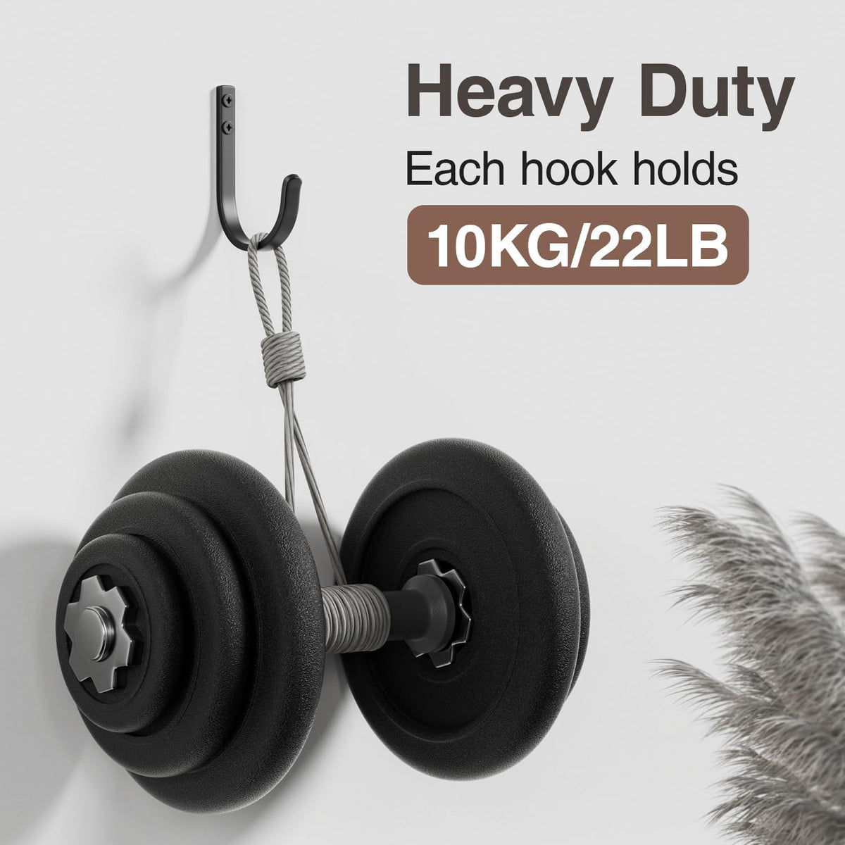 Josmimic Wall Hooks for Hanging Towel/Coat - 22LB Screw in Metal Hanger Wall Mount, for Outdoor, Closet, Door, Bathrooms, for Backpack, Robe, Black 5 Pack