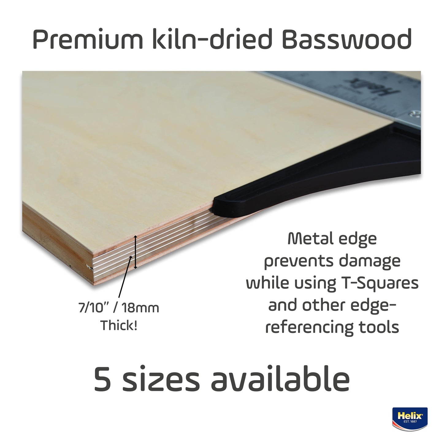 Maped - Helix Wooden Lightweight Drawing Board 18 x 24 Inch - Sketching Outdoors - Precision Metal Edge - Ensures Level Surface, Prevents Warping - Durable, Ample Space, Versatile Use