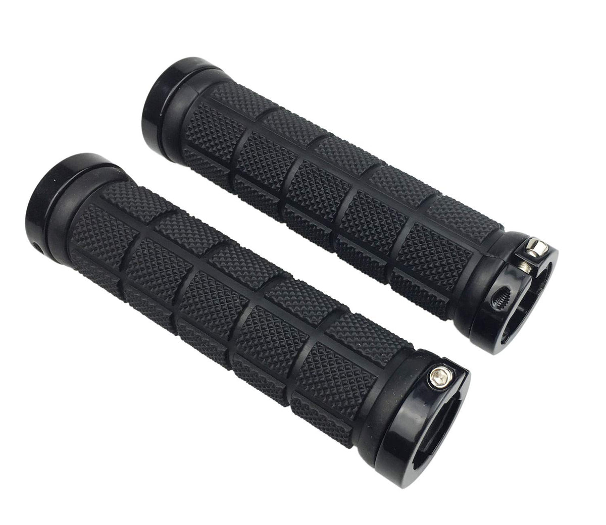 PLATT Bike Handlebar Grips Rubber Comfortable Bicycle Handle Grip for MTB/BMX with Plastic End Caps (Black A)
