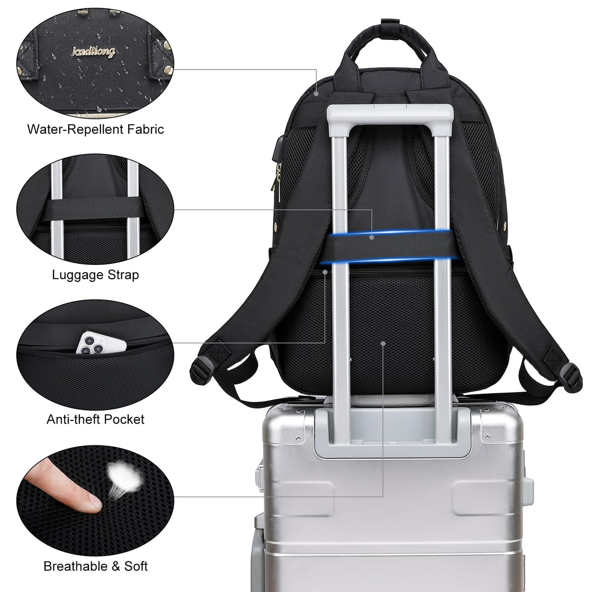 kadilong Knitting Bag Crochet Backpack for Crocheters,Yarn Organizer Storage for Knitters Travel,Large Capacity Crochet Bag Yarn Storage Tote Bag with USB Port Knitting Gifts for Women