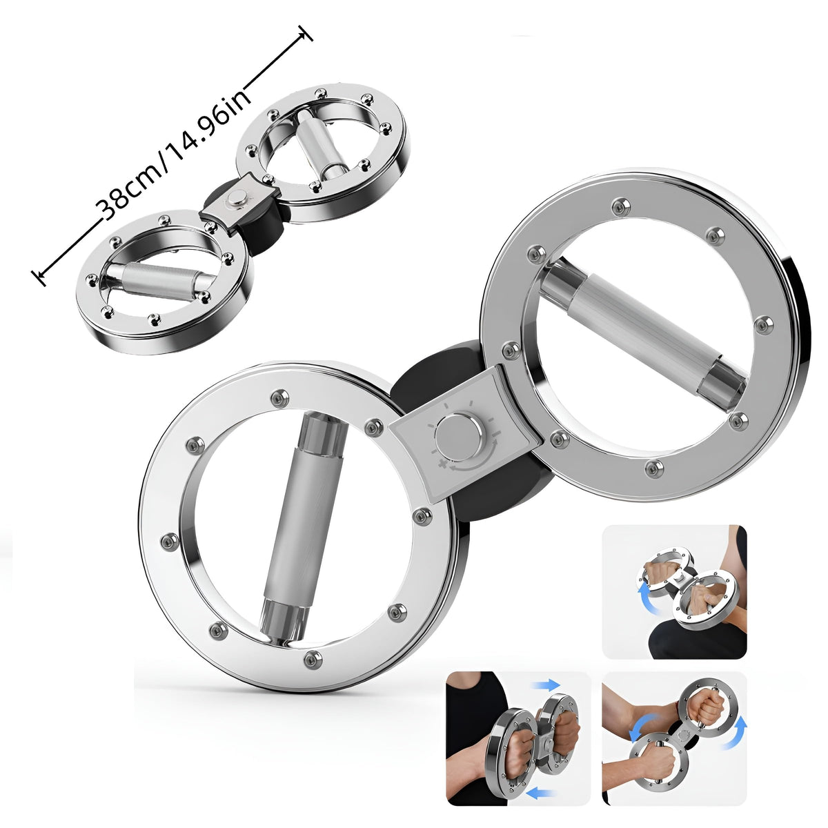 Adjustable Resistance Forearm Trainer, Arm Rehabilitation Exercise Equipment for Men and Women, 360° Rotation Muscle Burner Machine, Shoulder and Back Exercise for Home and Gym Use (Silver)