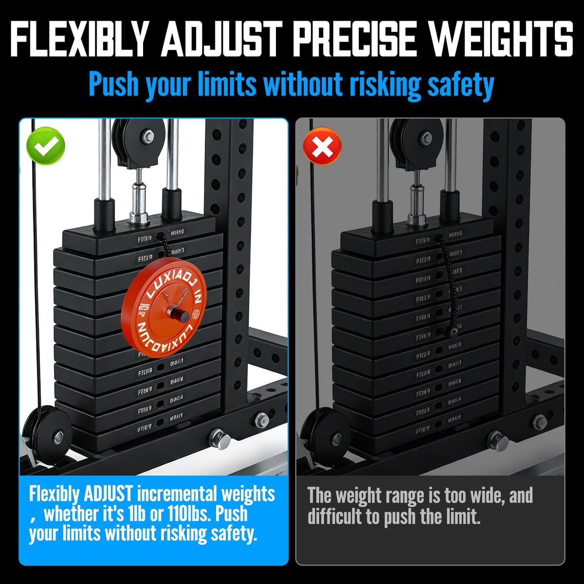 Reinforced Weight Stack Pin - Maximum additional Load Capacity of 50kg/110lbs - Load Extra Olympic Weight for Strength Training Weight Lifting in Gym Cable Machine & Home Gym(Dia:8mm Length:110mm)