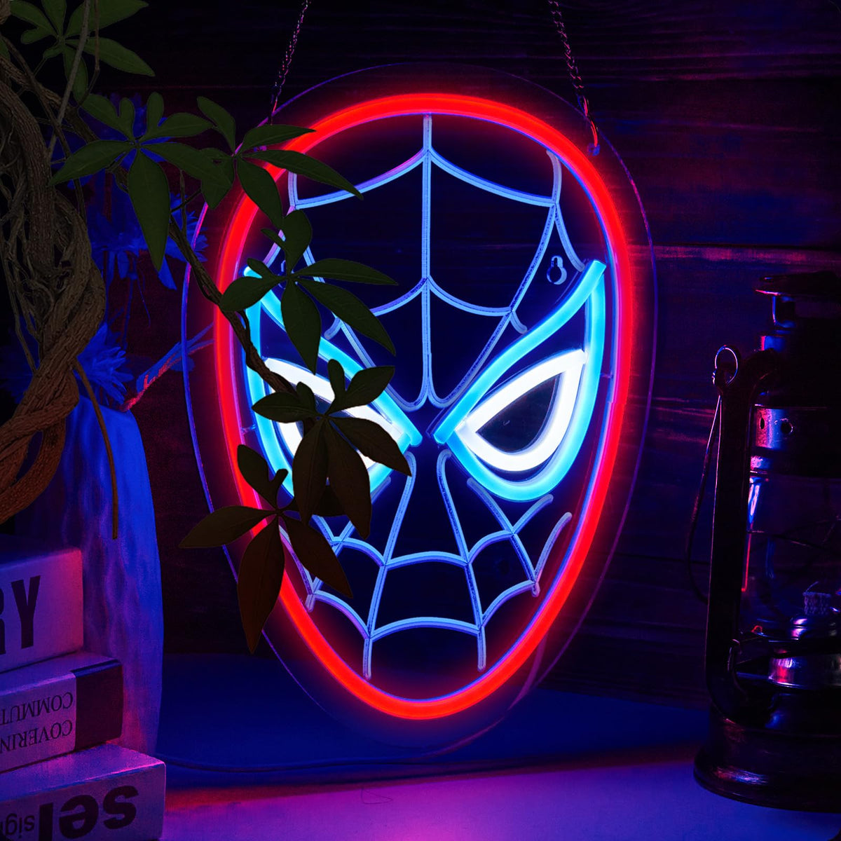 Spider neon sign for wall decor Anime Light Compatible with smart timing switch, 5V USB power supply Kids Bedroom Game Room Decoration(13x9.4 Inch)