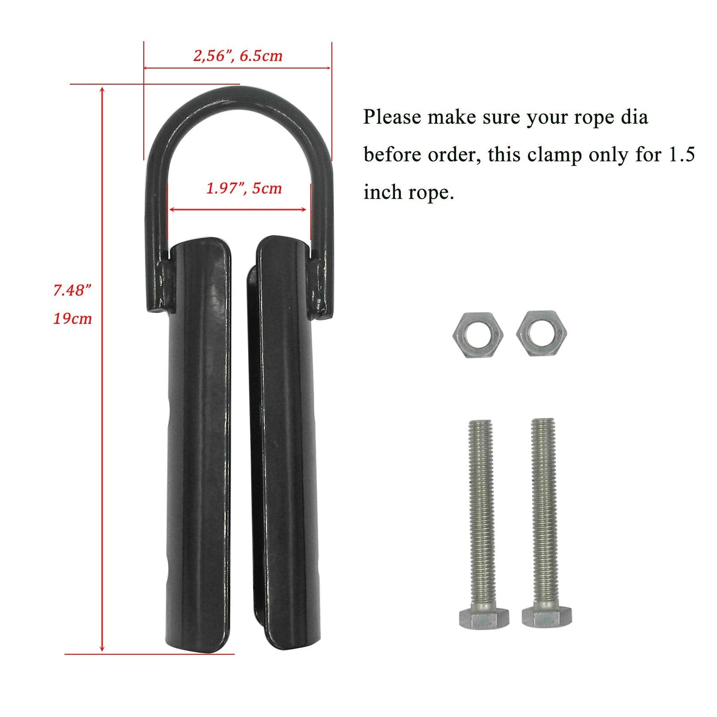 Forellfit 1.5” Climbing Rope Clamp，2 Sets Rope Climb Clasp Workout Rig Attachment Hook for Rope Climbing Garage Gym Fitness Equipment with Carabiner Eyehook Strength Training Home Indoor Safety