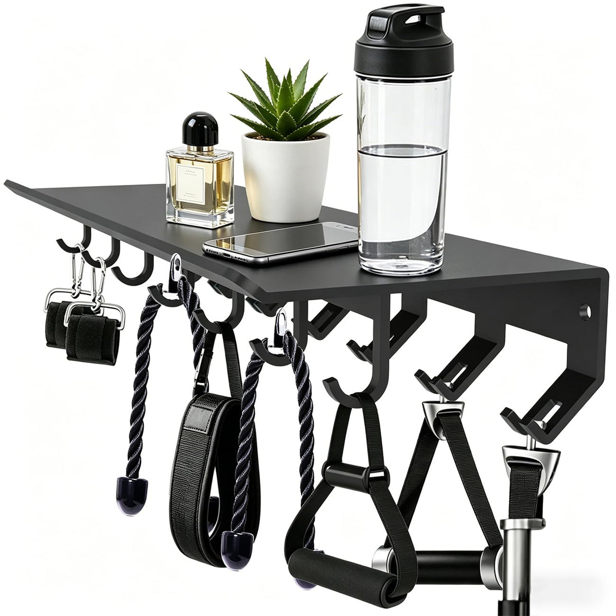 Dafftos Floating Shelf Compatible with Tonal Accessories Home Gym Storage Rack Wall Mount Resistance Band Organizer Workout Metal Holder Hook T-Bracket Lock Adapters Hanger Equipment Fitness