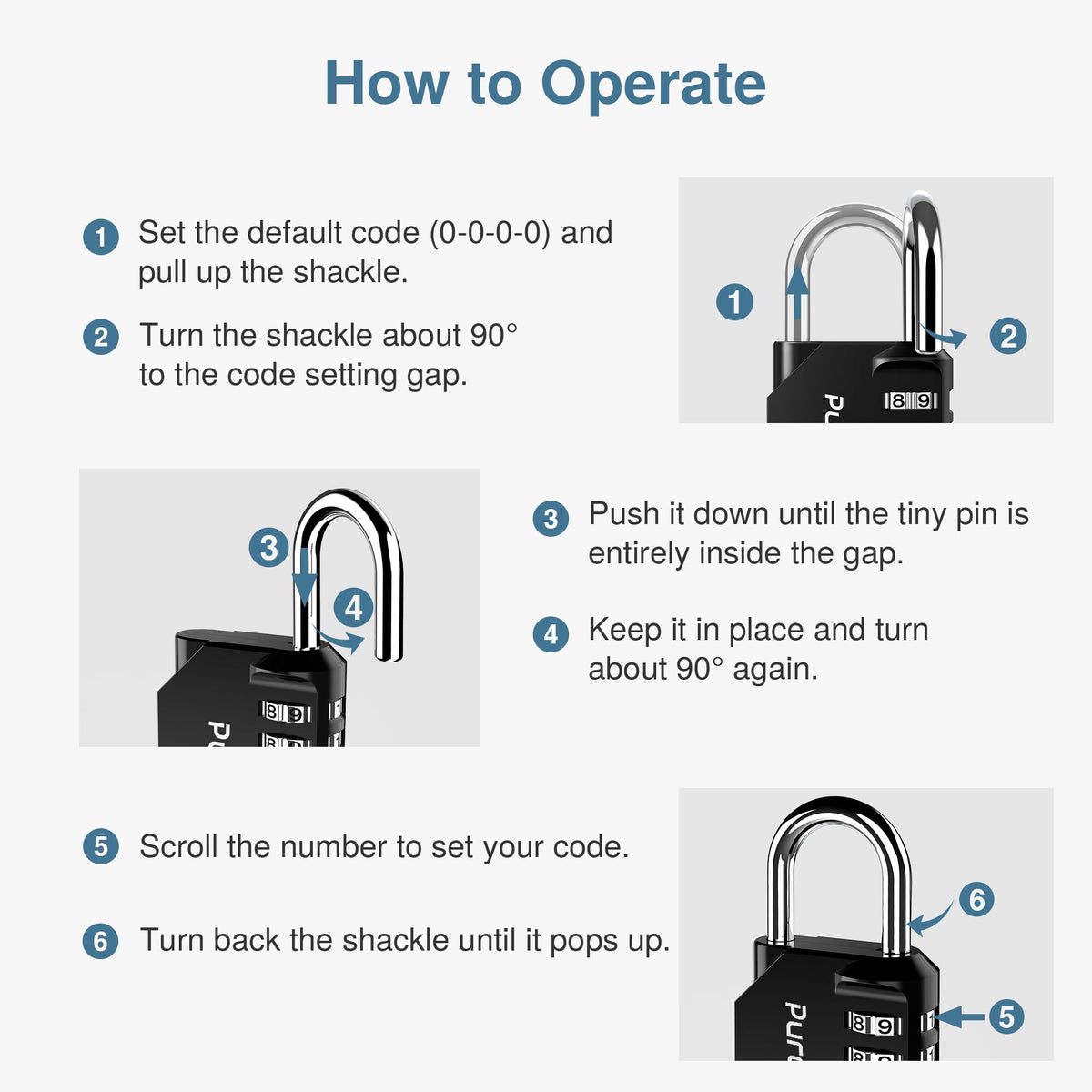 Puroma 2 Pack Combination Lock 4 Digit Padlock for School Gym Locker, Sports Locker, Fence, Toolbox, Case, Hasp Storage (Black & Code Window)