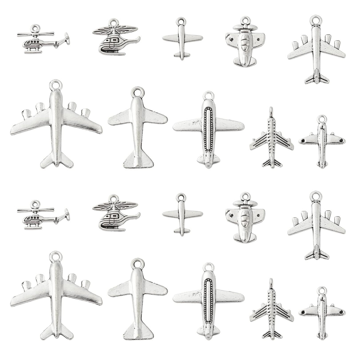 Ipotkitt 100 Pcs 10 Styles Vintage Style Charms Passenger Airplane Charms Aircraft Airliner Charms Jewelry Findings for Jewelry Making DIY Crafts
