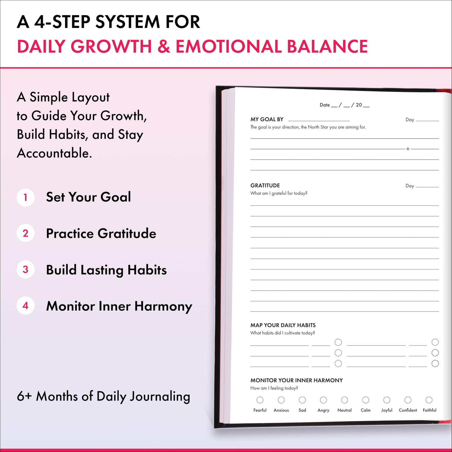 Daily Gratitude, Goal Setting & Habit Tracker Journal for Women & Men with 9-Point Emotional Wellness Scale — iAmEvolving™ 288-Page Hardcover Personal Growth Planner (Columbia Blue Cover)