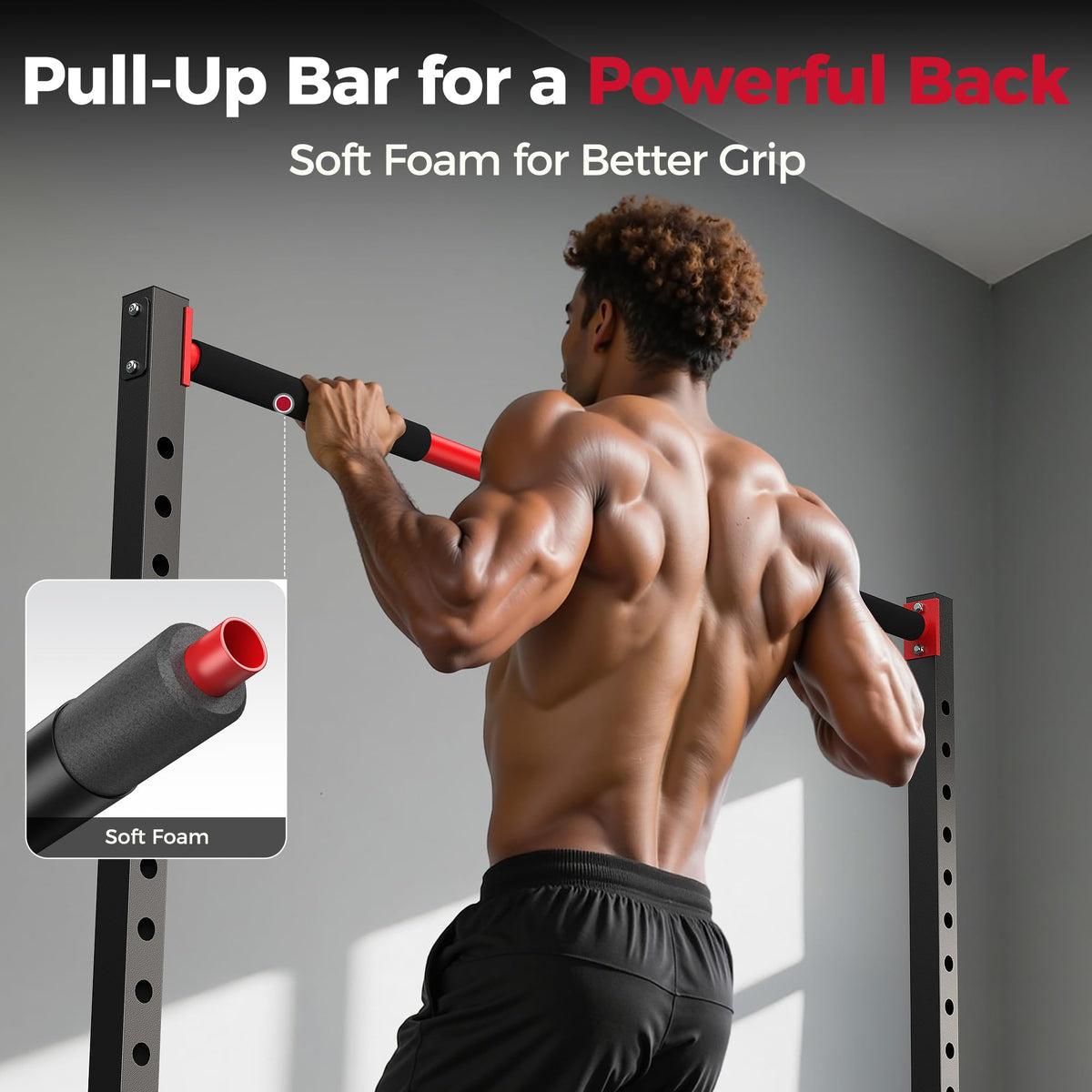 FLYBIRD SR1 Squat Rack with Pull-Up Bar, Adjustable Multi-Functional Power Rack, Inner Width Squat Rack Stand Suitable for 6FT,7FT Barbell for Home Gym Equipment