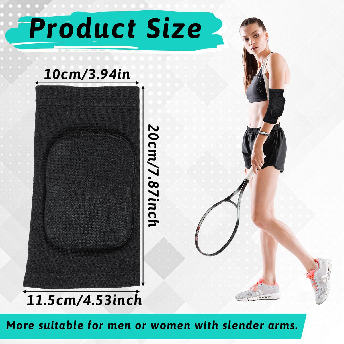 cobee 1 Pair Volleyball Elbow Pads, Arm Brace Ventilate Sport Elbow Protector Strap, Black Elbow Pads Arm Pads With Padded Soft Support Cushion for Men And Women