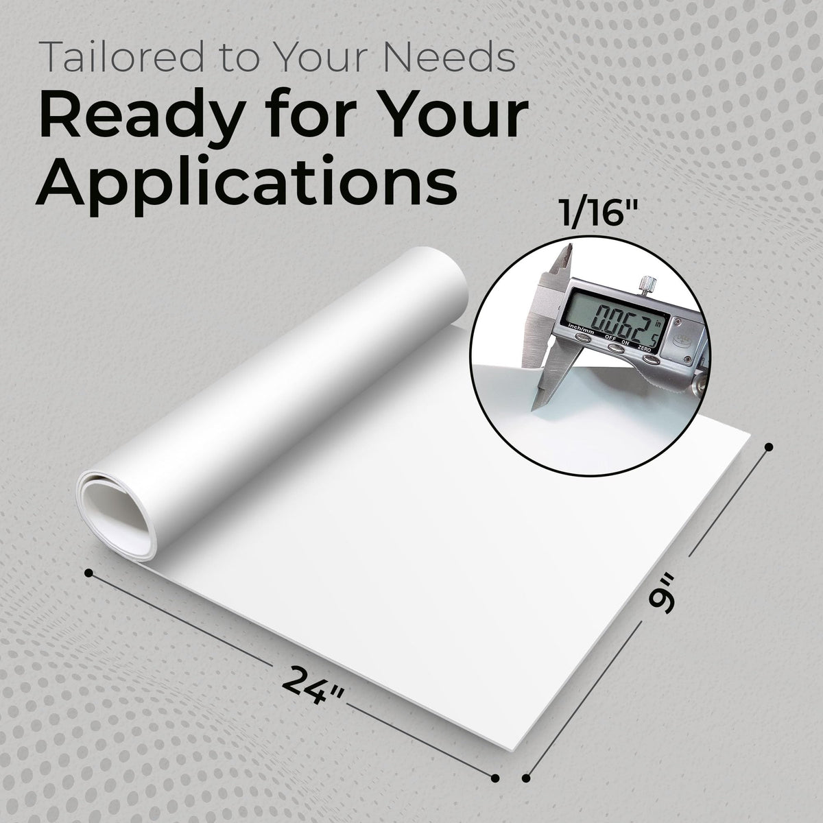 Exactly Rubber - White Silicone Sheet, 60A Durometer Silicone Mat, Food-Grade Rubber Mat with -80 to 450°F Temperature Resistance, 400% Elongation, Silicone Placemat Made in The USA, 1/16 x 9” x 24