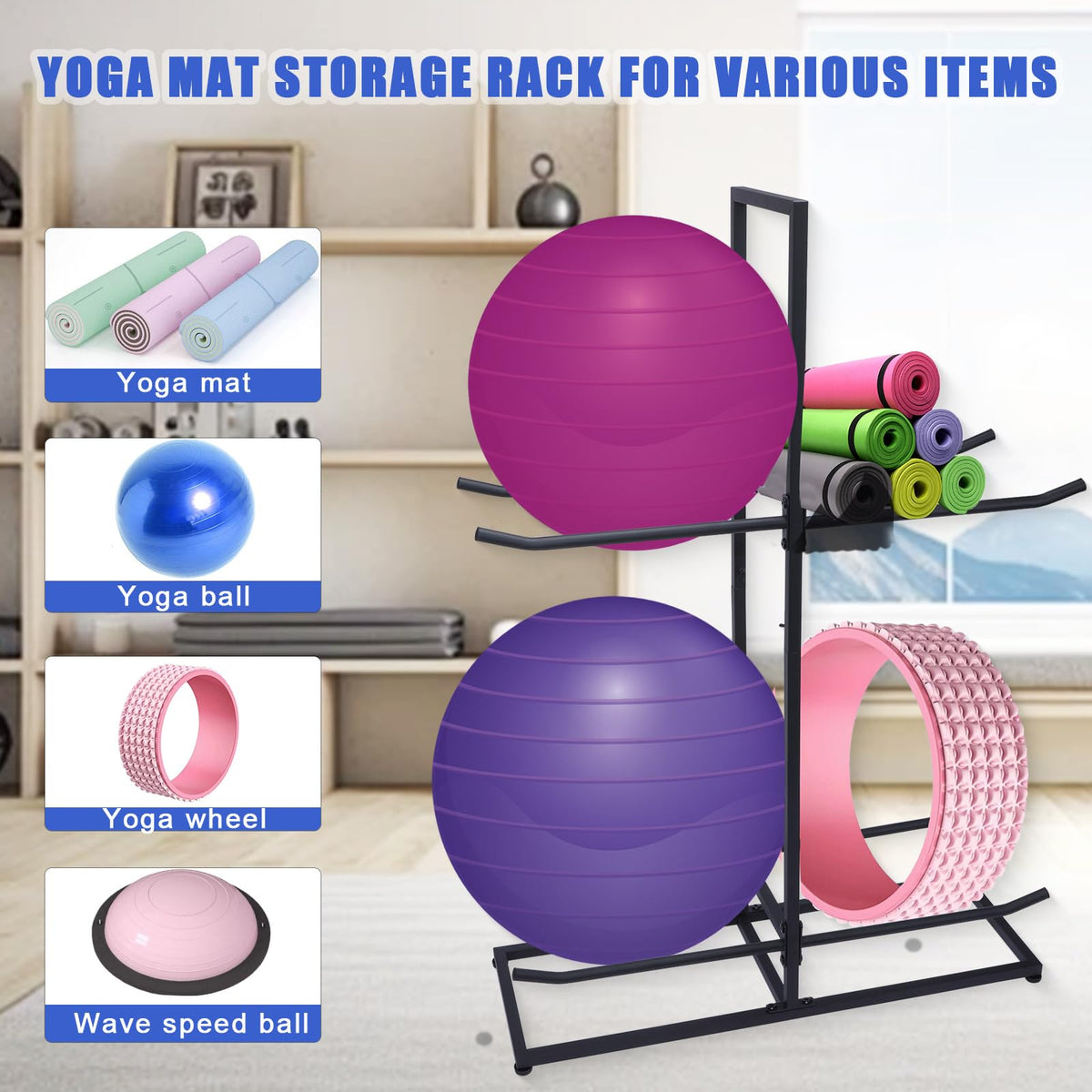 MEIPEIQIZHI Medicine Ball Rack, Stabilising Ball Rack, Yoga Ball Holder Exercise Ball Holder Equipment Storage Rack for ommercial Gym, Studios, Home Gyms