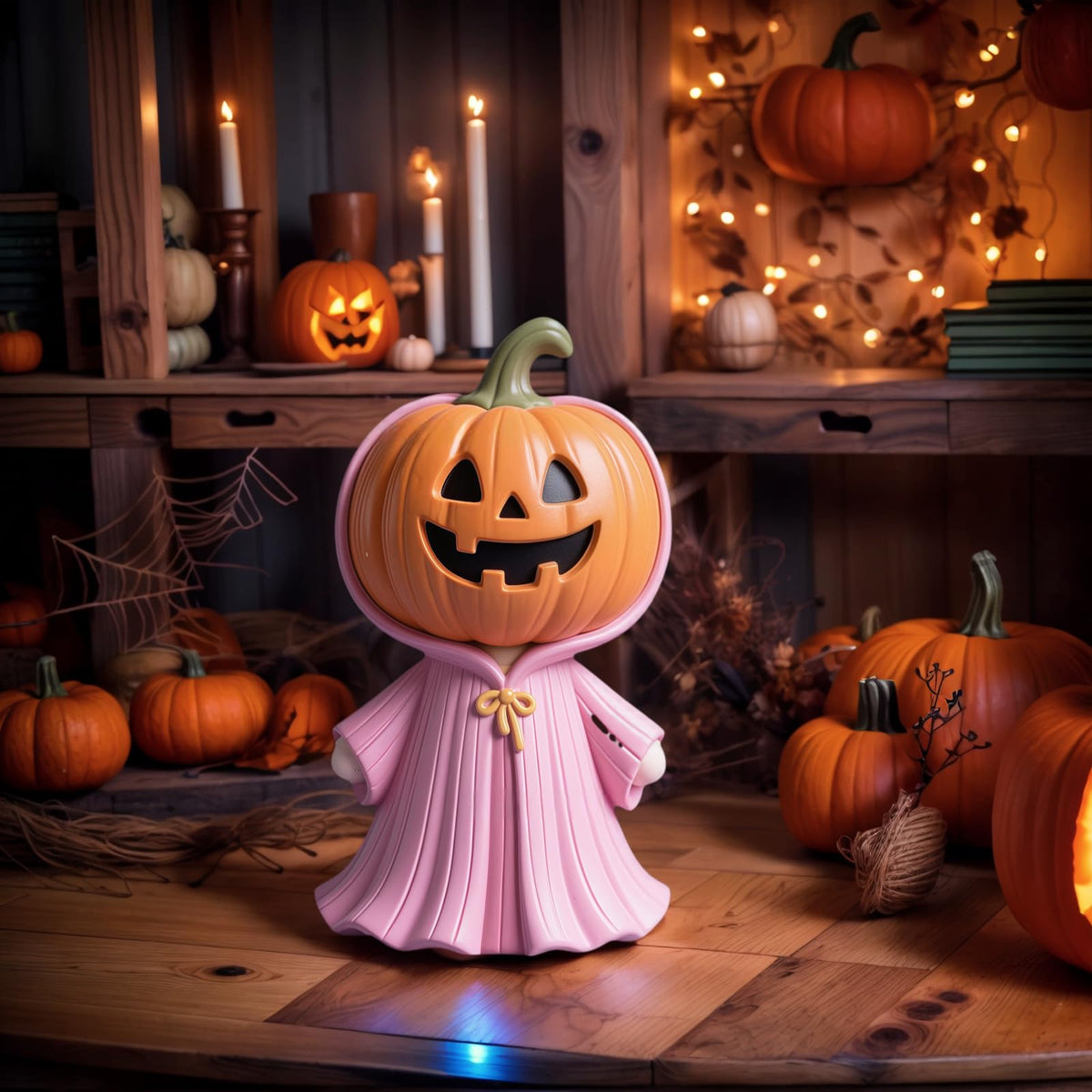 Lummitwit Pink Halloween Ghost Decoration, Cute Pink Ghost Figurine, Halloween Resin Figurine, Cute Pumpkin Ghost Indoor Dining Table, Mantel, Shelf Decoration Craft Pumpkin Gift (Pumpkin Face)