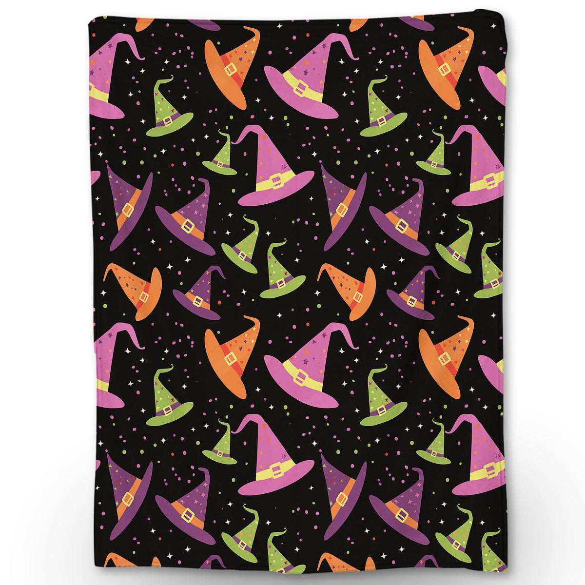 Ti Caldi Witch Hat and Stars Halloween Blanket - Soft Cozy Lightweight Flannel Throw Blanket for Adults Kids, Warm Fuzzy Blankets for Couch, Bed, Travel, Outdoor Use, Home Decor 60×50 in
