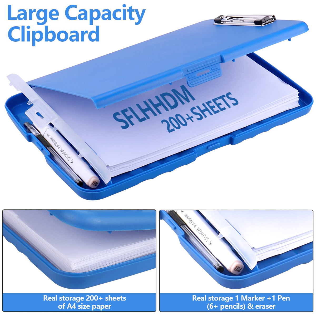 SFLHHDM Storage Clipboard with Pen Holder, High Capacity Clipboards for Classroom, Clip Boards 8.5x11 with Storage, Low-Profile Clip, Lightweight Plastic Clipboard for Kids, Lawers, Office Workers