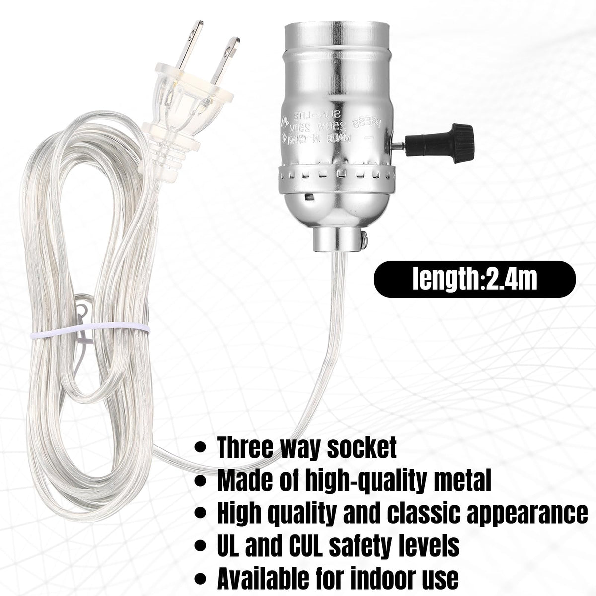 Baquler 2 Set Lamp Rewire Kit Make a Lamp or Repair Kit with 8'' Harp 12" Tube Pipe 3 Way Socket 8 ft Cord and All Hardware Parts for DIY Antique Table Centerpiece Design(Silver)