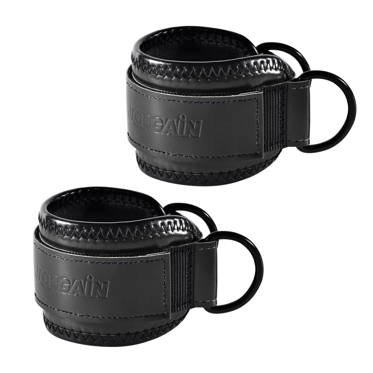 JOBGAIN Ankle Strap for Cable Machine (2 Pack), Ankle Resistance Bands, Cable Kick Back Straps for Gym, Glute Workouts, Leg Extensions, Adjustable Straps with Neoprene Padding, Black