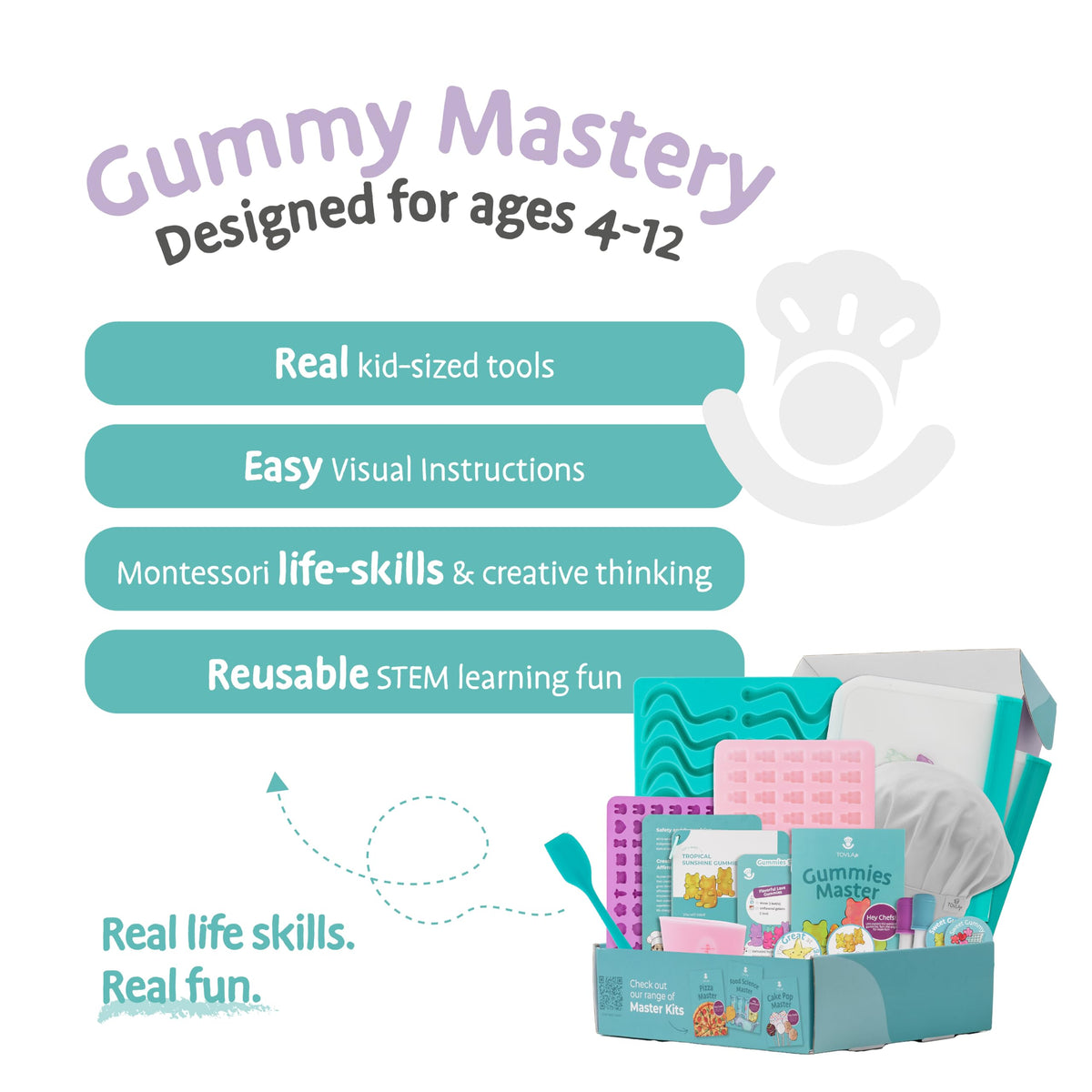 Tovla Jr. Ultimate Gummy-Making Kit for Kids – Real Fun DIY Candy Kit, STEM Activity for Ages 4+, Visual Learning Gummy Molds & Tools