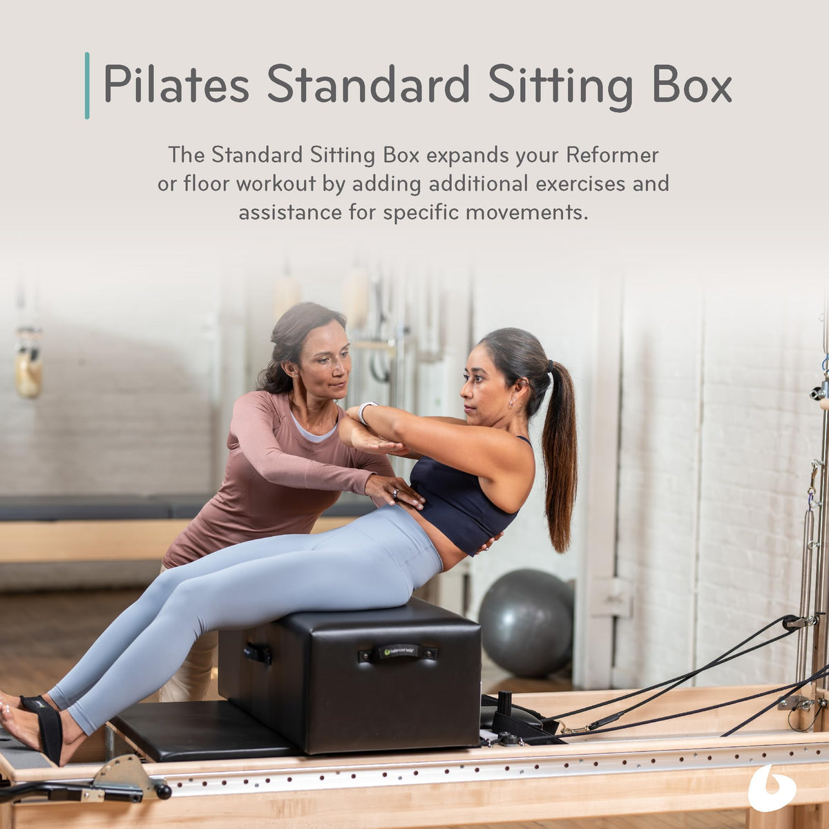 Balanced Body Standard Sitting Box for Pilates Reformer, Pilates Equipment for Home Workouts and Professional Studio Use, Fits Wood Reformers and Allegro or Allegro 2 Reformer