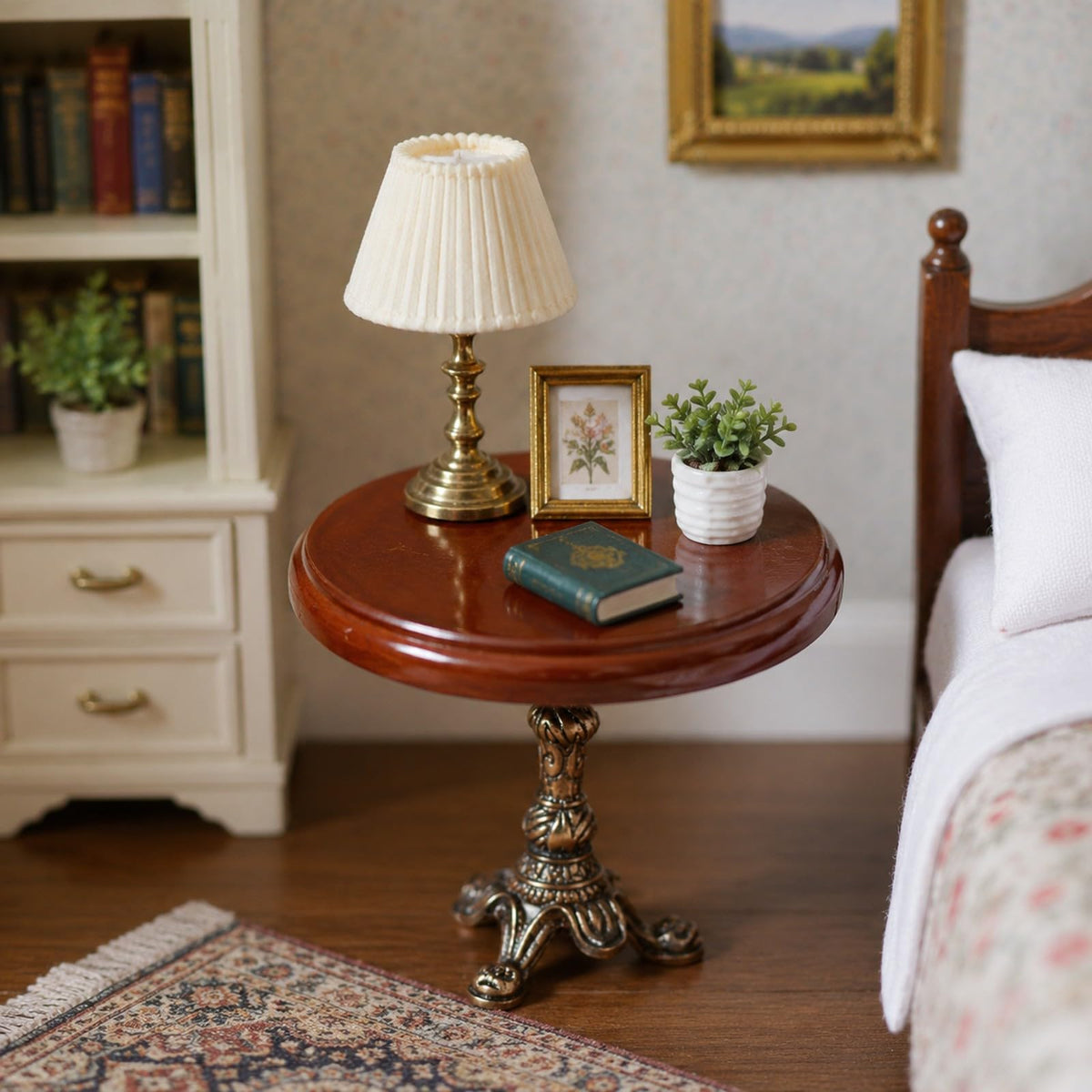 LUOZZY Miniature Wooden Round Table Model for 1:12 Dollhouse Accesories Miniature Side Table Dollhouse Furniture Decoration
