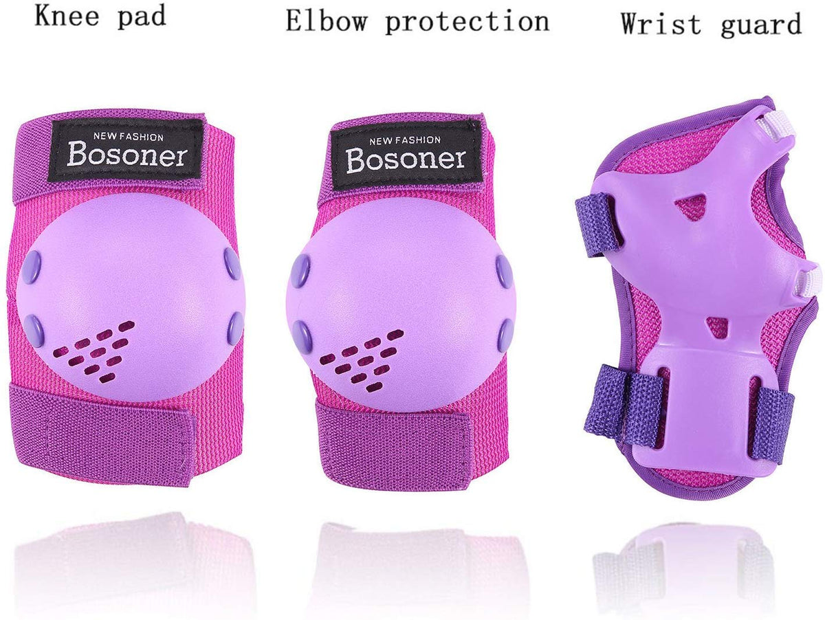 BOSONER Kids/Youth Knee Pads Elbow Pads Wrist Guards Set for 3-15 Years, Child Protective Gear Set for Multi-Sports Outdoor, Roller Skates, Cycling, BMX Bike, Skateboard, Inline Skating