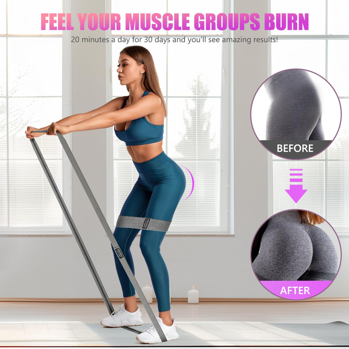 Resistance Bands for Working Out Set, 3 Pcs Pull Up Bands and 3 Pcs Assistance Bands with Door Anchor for Legs, Glutes, Hip, Fabric Loop Bands Workout Bands Resistance for Gym, Home, Office