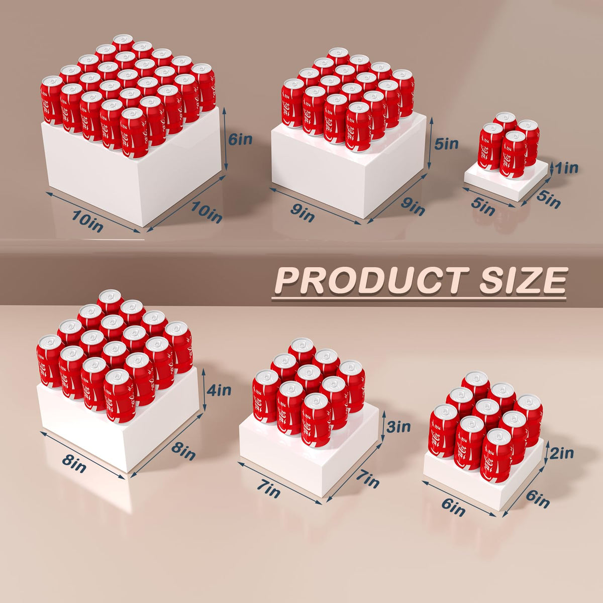 6PCS Buffet Risers with Mini Sign and Marker, Food Risers for Buffet Table, Catering Dessert Cake Stand for Party, Display Riser for Collectibles, Dessert Table Display Set, Acrylic Boxes Nesting Risers, White (5"x6"x7"8"x9"x10")