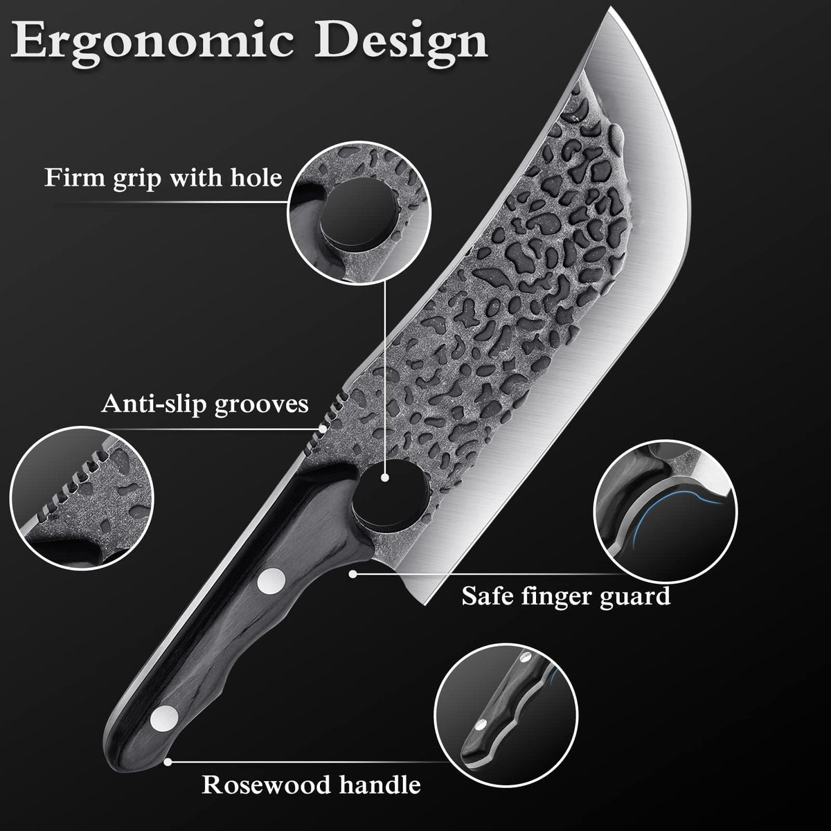 TIJERAS Butcher Knife for Meat Cutting, Japanese Hand Forged Meat Cleaver with Sheath, Full Tang Japanese Cleaver for Camping, BBQ, Birthday Gifts for Men Women