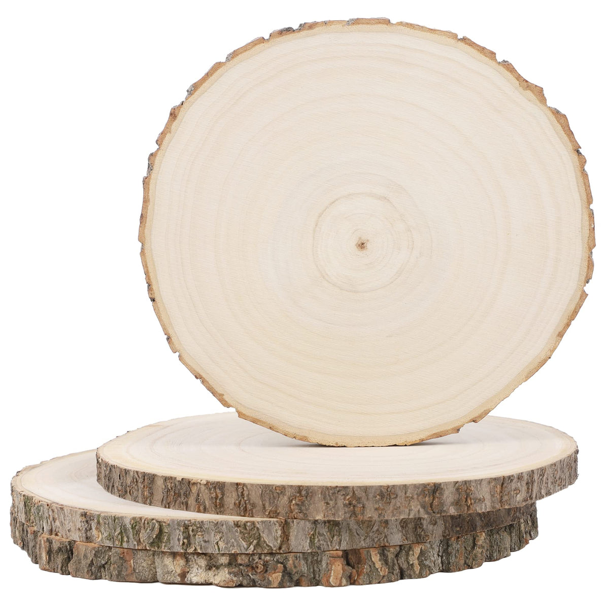 Prsildan 4 Pcs Large Natural Wood Slices, 7-8.5 Inches Unfinished Wood Centerpieces for Tables, DIY Round Wooden Circle Sign Crafts for Wedding Party Décor