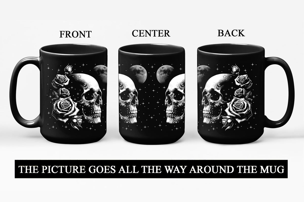 Skull Mug 15oz Goth Gift for Women - Christmas Mugs Witch Gifts for Women Skull Gifts for Men Unique - Gothic Coffee Mug - Witch, Goth Decor Christmas Cup With Skulls Cup Gothic Gift for Men, Dad, Mom