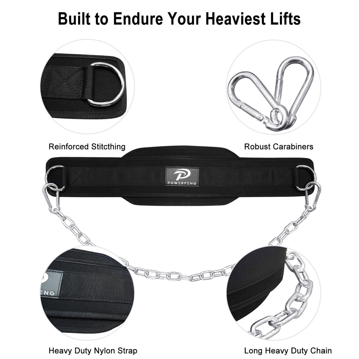 Dip Belt for Weight Lifting: Dip Belt with Heavy Duty Steel Chain for Weighted Dips, Pull Ups, Squats - Weighted Dip Belt for Strength Training Gym Home