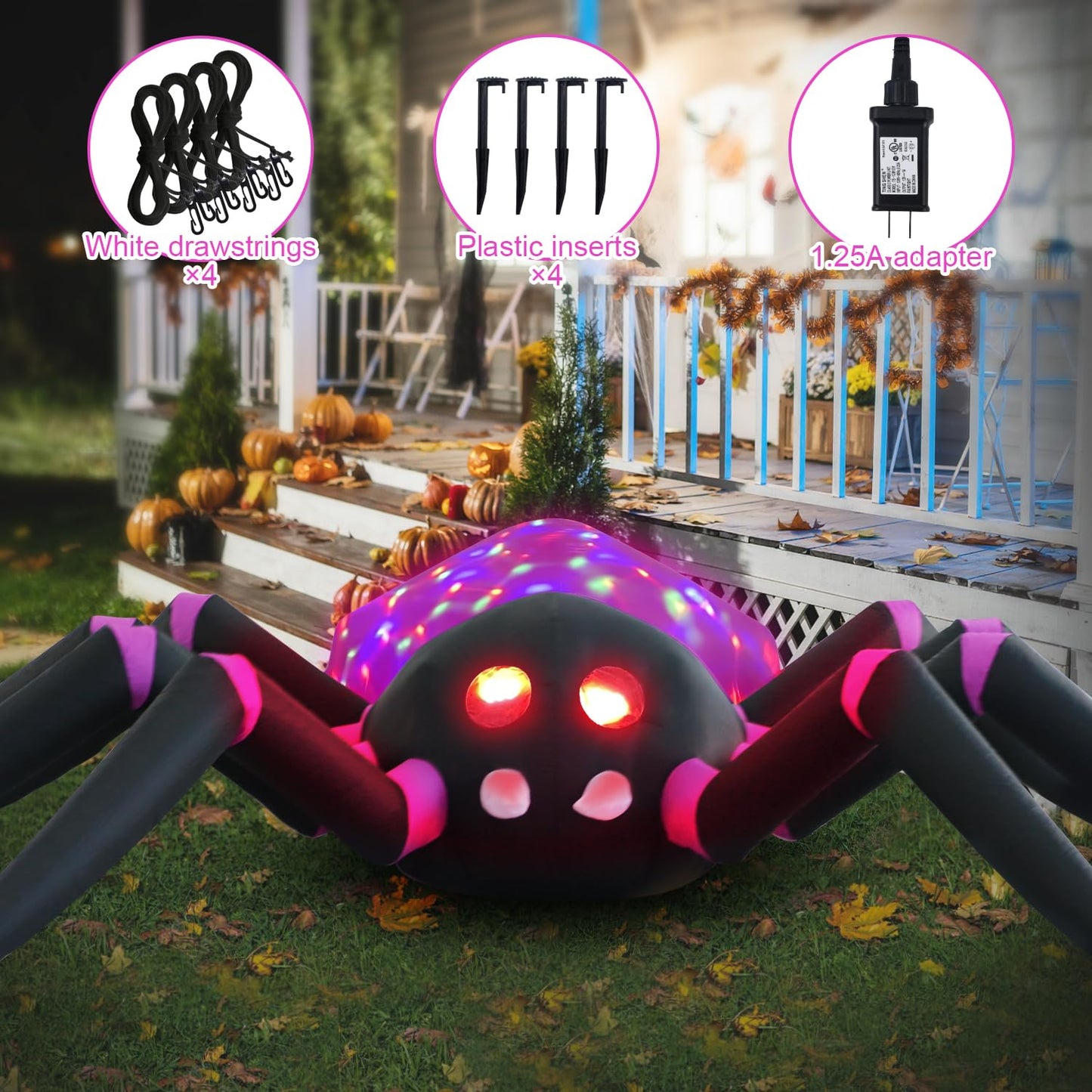 HZGDEJTG 12ft Purple Spider Halloween Inflatable Outdoor Decoration, Yard Decorations with LED Lights for Outdoor Lawn, Garden, Home Holiday Party