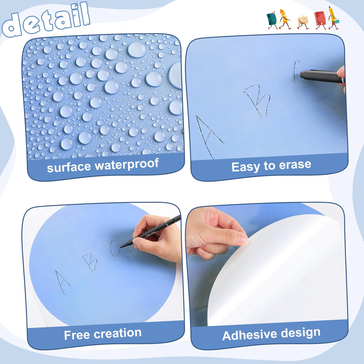 Lincia 24 Pack Colorful Dry Erase Dots Circles Spots for Classroom Table 10.5 Inch Removable Vinyl Desktop Stickers Spots Wall Decals for 100th Day of School Teacher Students Home (Blue Colors)