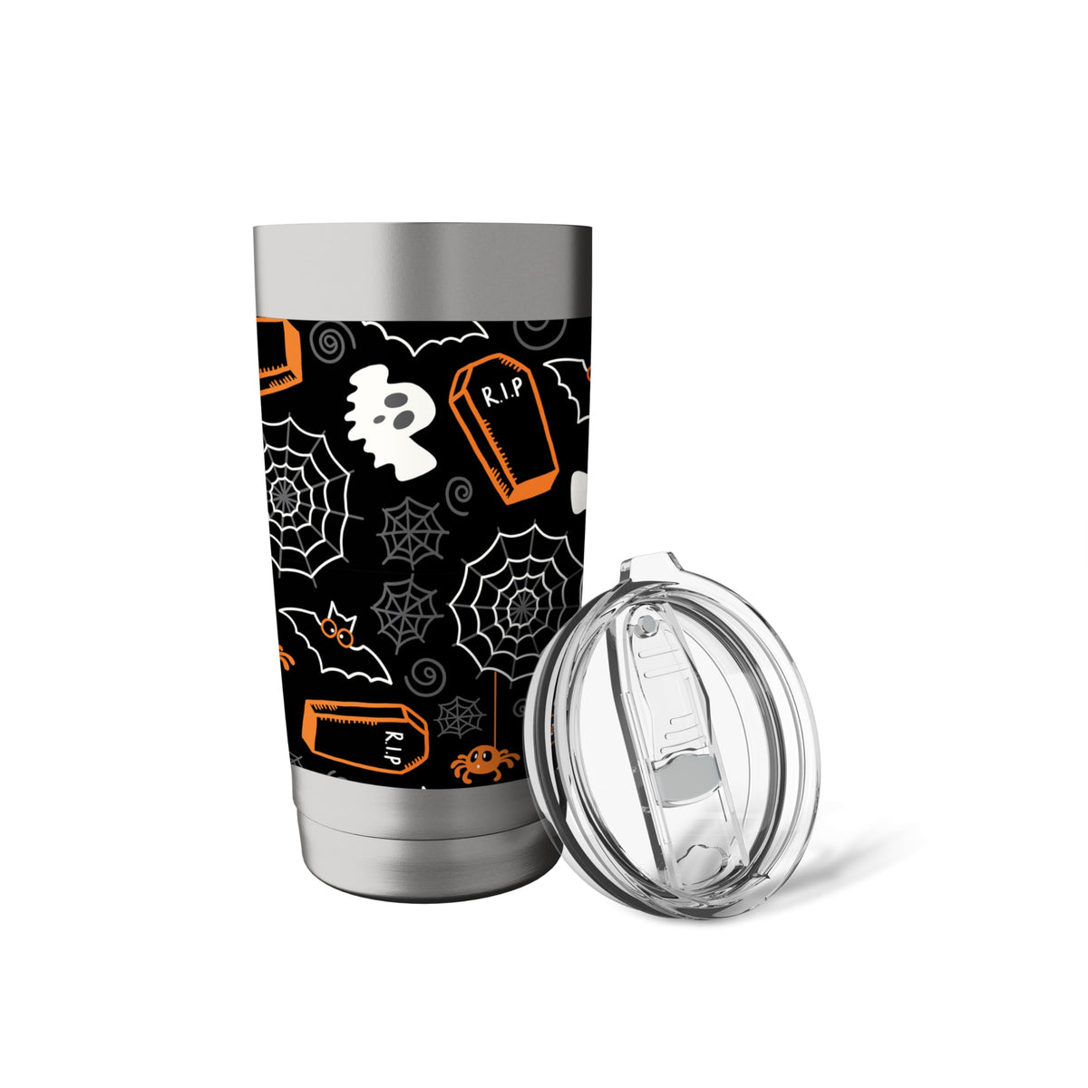 Ghost Spider Web Black Halloween Travel Cup Bottle Spooky Stainless Steel Insulated Tumbler