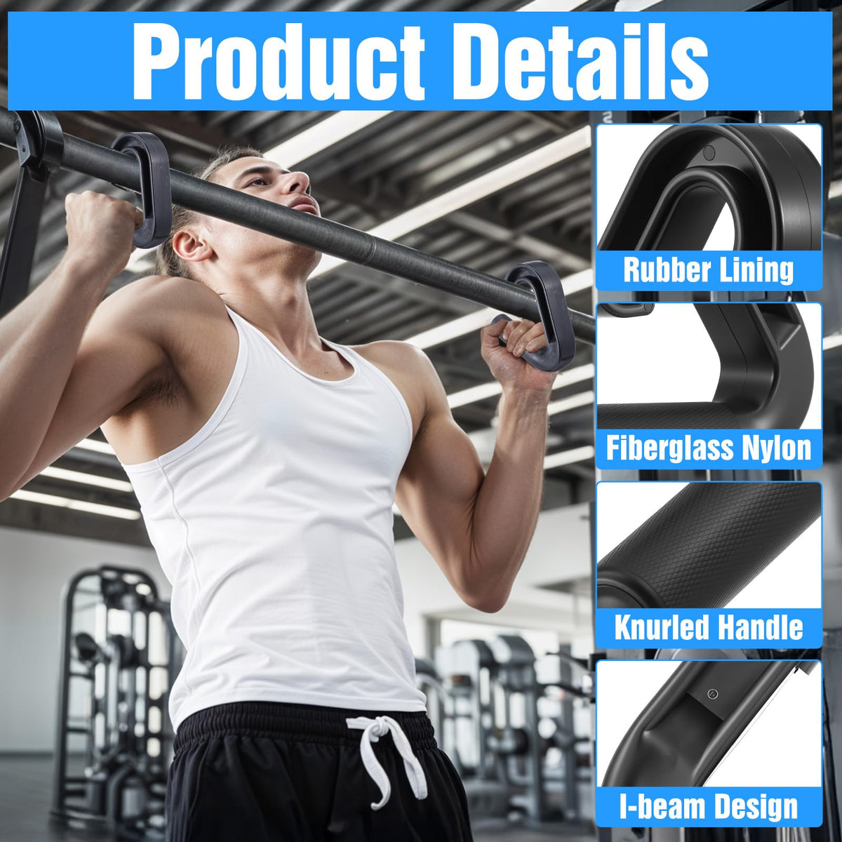 Pafeooui Neutral Grip Pull Up Handles (2-Pack) – Heavy Duty Nylon Handles for Pull-Ups, Deadlifts & Resistance Bands, 800LB Capacity, Non-Slip Ergonomic Grips – Gym & Home Workout Accessories
