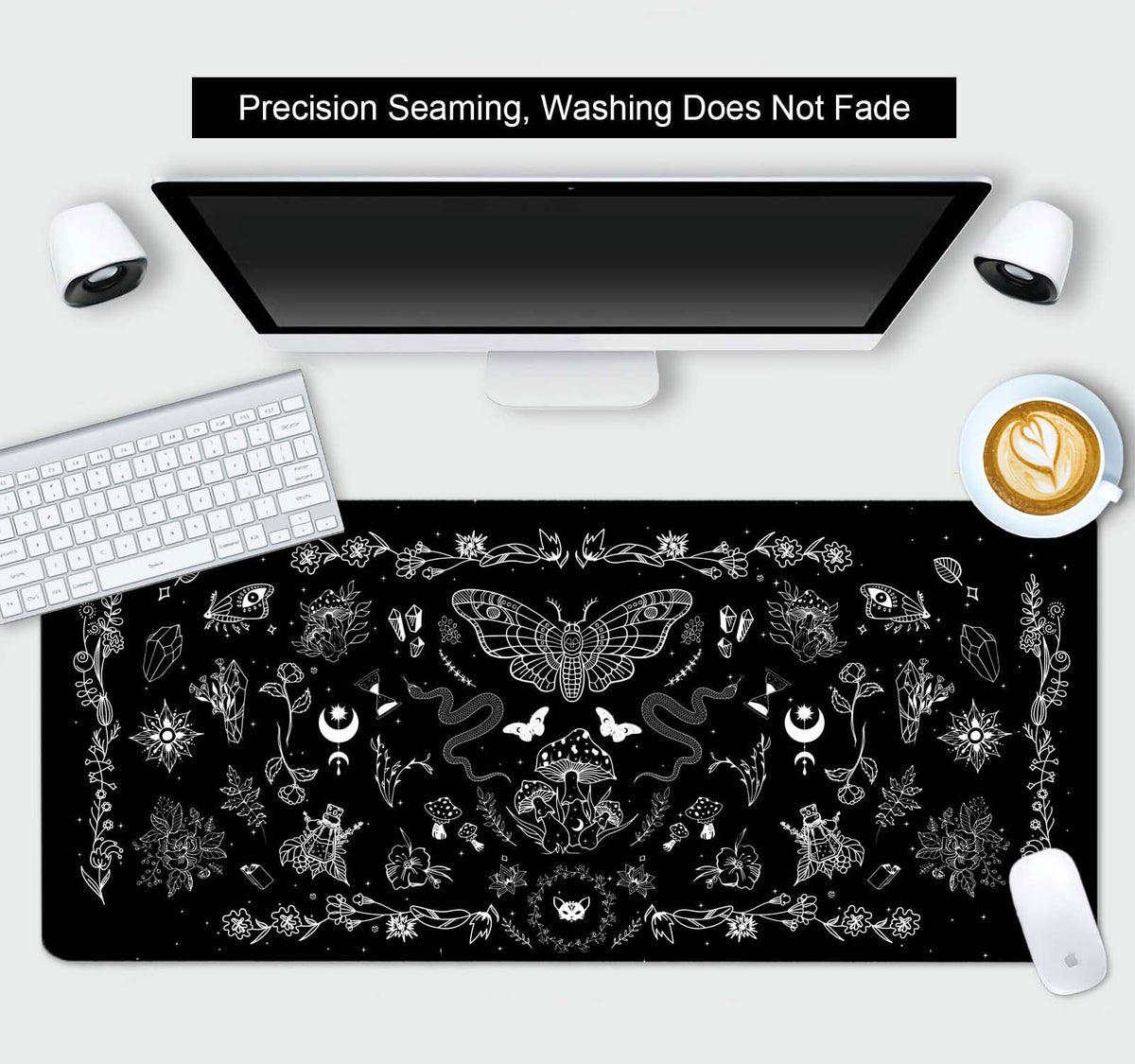 SXCKANG Goth Desk Mat, Black Occult Large Gaming Mouse Pad, Halloween Witchy Celestial Mushroom XXL Mousepad, Office Desk Decor Accessories Gifts