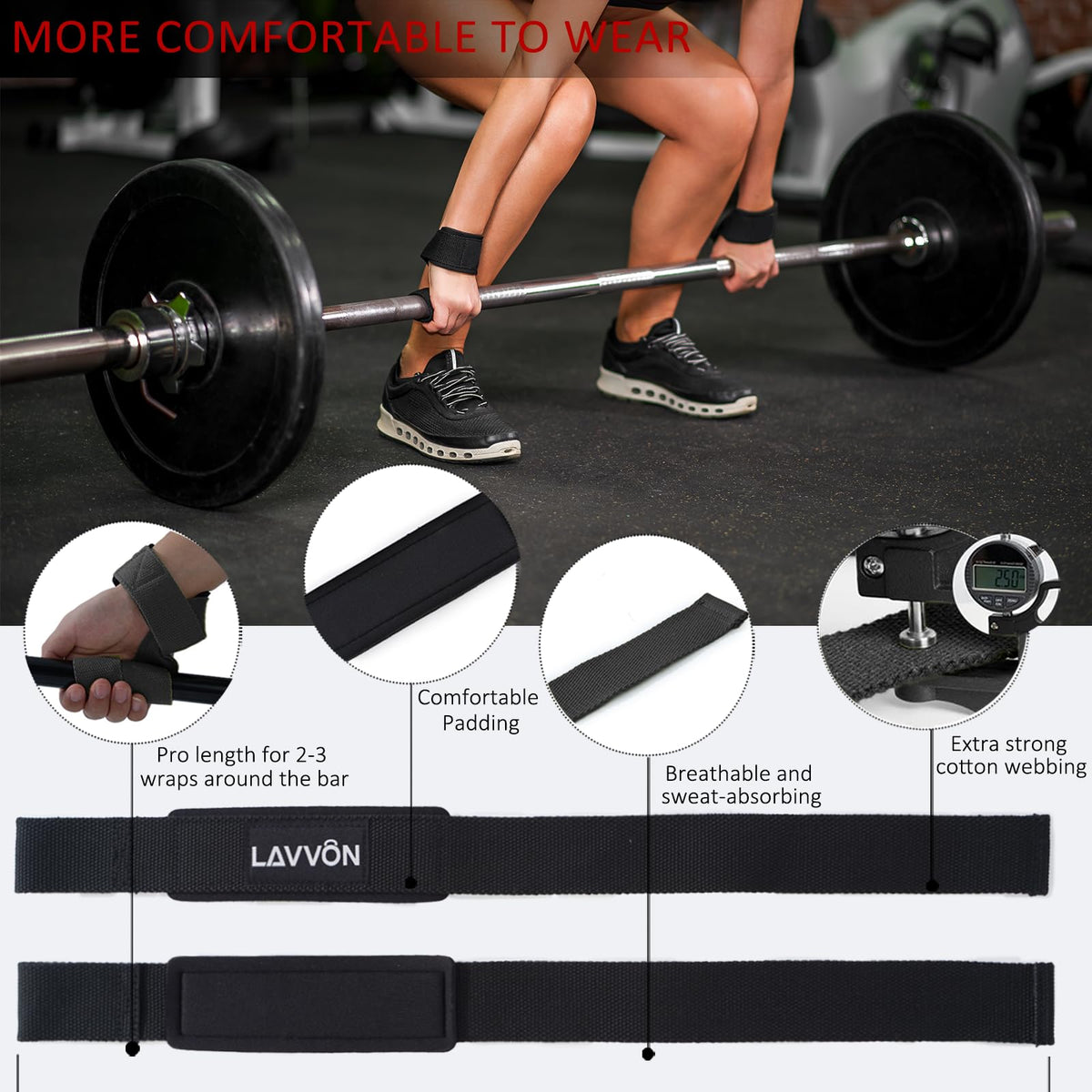 Squat Pad Set - Foam Barbell Pad for Squats Cushion, Lunges & Bar Padding for Hip Thrusts -Standard Olympic Weight Bar Pad,Gym Accessories for Women(Ankle Straps,Wrist Straps for Weightlifting)(Black)