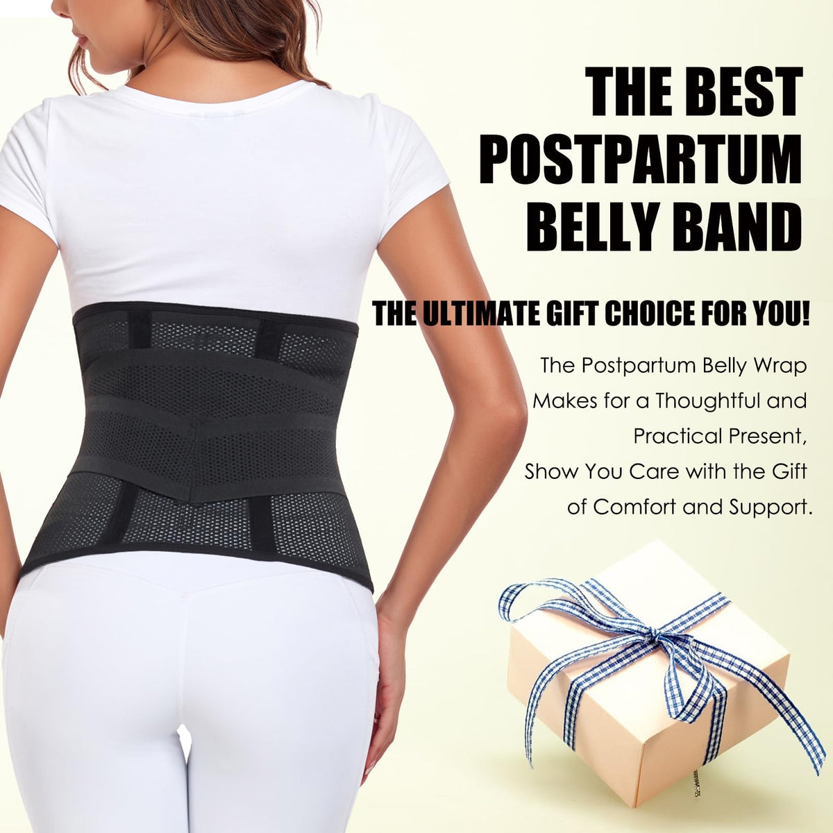 MAMODY Postpartum Belly Band – Postpartum Belly Wrap, Abdominal Binder Post Surgery C-section Recovery Support Belt After Birth Brace, Slimming Girdles (Midnight Black, S/M)