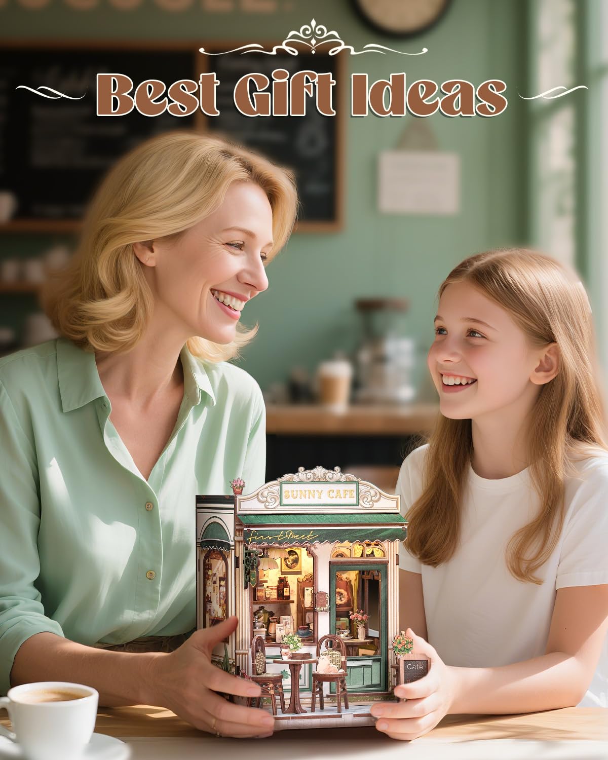 Endless Limit Book Nook Kit, DIY Miniature House Kits for Adult and Teens, Dollhouse Tiny Booknook Garden House Bookshelf, DIY Craft Gifts for Family and Friends（Sunny Cafe)