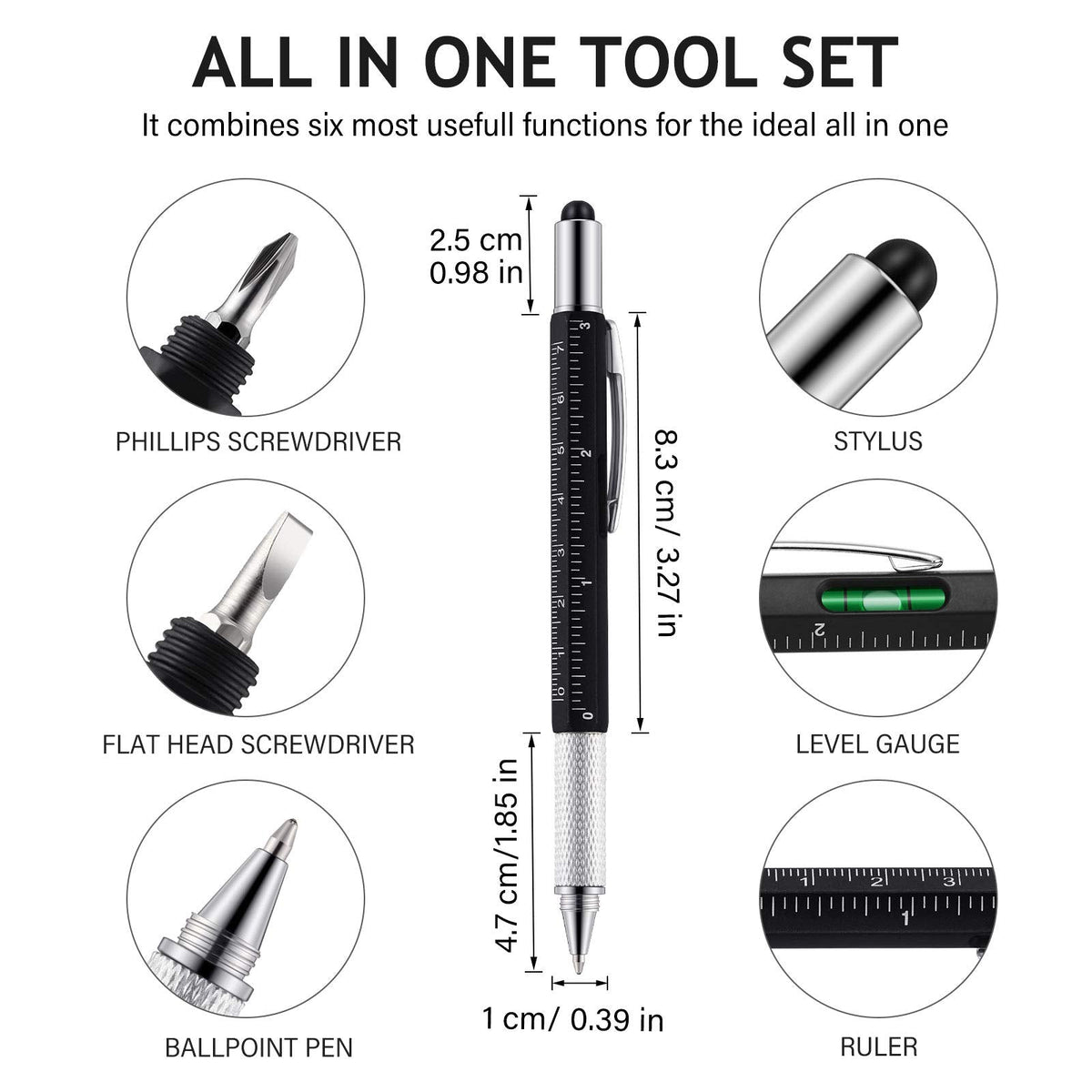 Weewooday 10 Pieces 12 Inch Architectural Scale Ruler Aluminum Triangular Engineering Ruler Scale with 6 in 1 Multitool Pen Ballpoint Pen for Architects, Draftsman, and Engineers