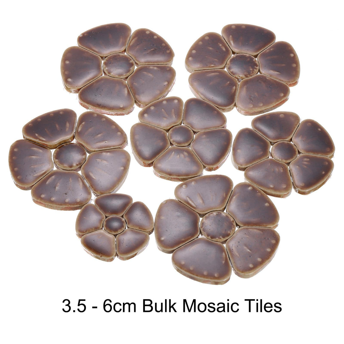 uxcell 250g/0.55 lbs Flower Ceramics Mosaic Tiles, 3.5-6 cm Bulk Stained Ceramic Mosaic Pieces Stones Mosaic Kits for DIY Art Crafts, Handmade Art Craft Projects Home Decor, Brown