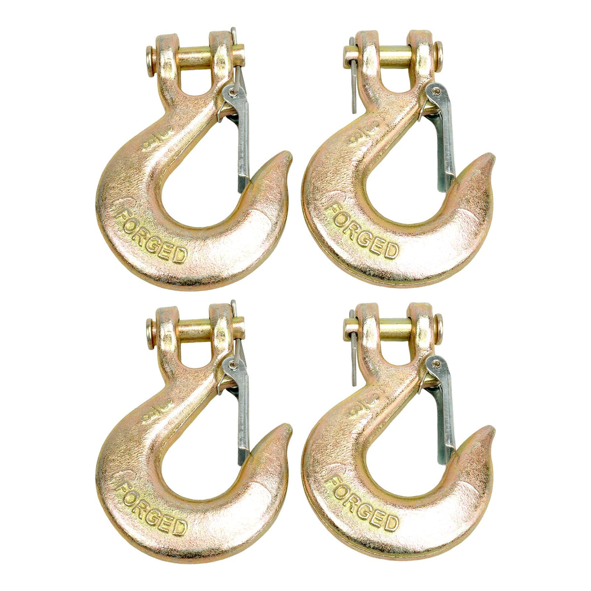 TBAPFS 4 Pack 3/8" Inch Clevis Grab Hooks G70 Steel Chain Slip Hook with Safety Latch 18000 Lbs Capacity Working with Towing and Chain