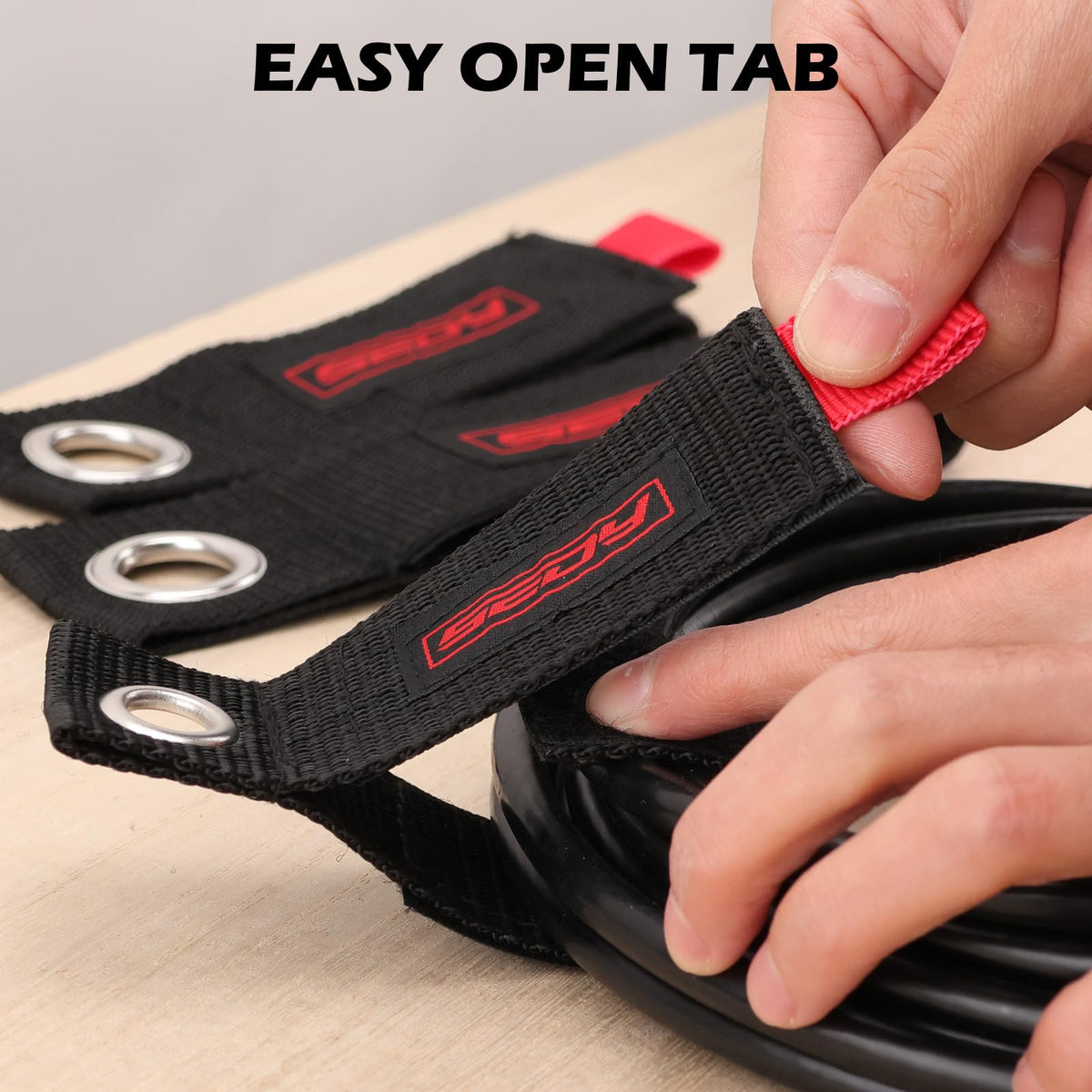 6 Pack Heavy Duty Large Storage Straps, 13", 10", 17" Reusable Cable Ties with Carry Handle, Cord Organizer Loop Hangers for Extension Cords, Hoses, Power Cables, and Ropes