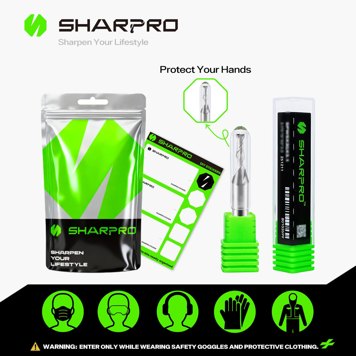 SHARPRO 1/8 Router Bit 1/4 Shank, Upcut Spiral Router Bit 1/4 Inch Shank 1/8 Inch Cutting Dia. 1/4 Inch CNC Router Bits, Up Cut Router Bit Solid Carbide, Ideal for Wood Inlay, Plunge Plastic